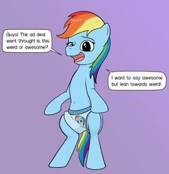 Size: 1534x1580 | Tagged: safe, artist:fimflamfilosophy, rainbow dash, pegasus, pony, belly button, blue underwear, boxers, clothes, solo, underwear