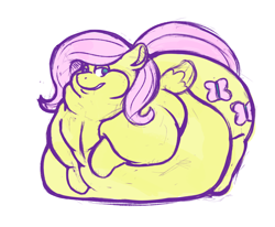 Size: 1182x976 | Tagged: safe, artist:fatponi, artist:sleepysmokee, fluttershy, pegasus, pony, bingo wings, chubby cheeks, fat, fattershy, large belly, morbidly obese, neck roll, obese, solo