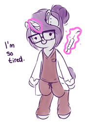 Size: 1280x1835 | Tagged: safe, artist:wickedsilly, oc, oc only, oc:wicked silly, pony, bipedal, cute, glasses, solo, syringe