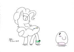 Size: 3500x2477 | Tagged: safe, artist:gafelpoez, derpibooru import, pinkie pie, earth pony, pony, biting, crossover, kirby, kirby (character), kirby pie, nintendo, reference, the beatles