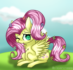 Size: 558x538 | Tagged: safe, artist:playercreeps, fluttershy, pegasus, pony, chest fluff, grass, solo