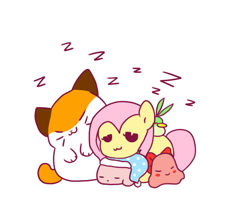 Size: 723x600 | Tagged: safe, artist:milkwolf, derpibooru import, fluttershy, pegasus, pony, ask-friendlyshy, chuchu, cute, kirby, nago, pitch, sleepy, zzz