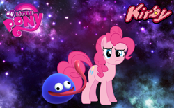 Size: 1440x900 | Tagged: safe, artist:arcgaming91, artist:felix-kot, derpibooru import, pinkie pie, earth pony, pony, crossover, gooey, kirby, kirby star allies