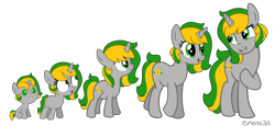 Size: 4424x2032 | Tagged: safe, artist:emera33, oc, oc only, oc:emerald star, absurd resolution, age progression, cute, simple background, transparent background