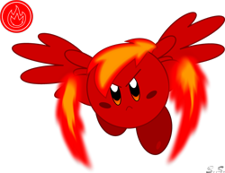 Size: 1790x1381 | Tagged: safe, artist:the-silver-soldier, oc, oc:flameburn, g4, crossover, kirby, kirby (character), kirbyfied, nintendo, simple background, species swap, transparent background, video game