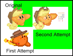 Size: 523x405 | Tagged: safe, artist:jrk08004, derpibooru import, applejack, crossover, kirby, kirby (character), kirby applejack, kirbyfied, nintendo, pixel art, simple background, species swap, sprite, transparent background, vector, video game