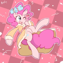 Size: 2089x2103 | Tagged: safe, artist:akainu_pony, pinkie pie, earth pony, pony, a hearth's warming tail, clothes, dress, solo, spirit of hearth's warming presents