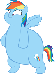 Size: 1773x2312 | Tagged: safe, artist:megarainbowdash2000, rainbow dash, pegasus, pony, bipedal, chubby cheeks, fat, obese, rainblob dash, simple background, solo, transparent background, tubby wubby pony waifu