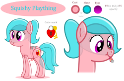 Size: 3000x1950 | Tagged: safe, artist:bladedragoon7575, oc, oc only, oc:squishy plaything, inflatable pony, original species, air nozzle, cute, handles, inflatable, pool toy, reference sheet, tongue out