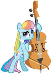 Size: 414x608 | Tagged: safe, artist:colossalstinker, octavia melody, rainbow dash, rainbow dash (g3), earth pony, pony, g3, cello, g3 to g4, generation leap, musical instrument, recolor, solo