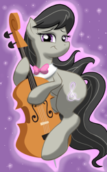 Size: 800x1280 | Tagged: safe, artist:theroyalprincesses, octavia melody, earth pony, pony, bowtie, cello, looking at you, musical instrument, smiling, solo