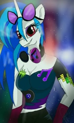 Size: 600x1000 | Tagged: safe, artist:zomixnu, dj pon-3, vinyl scratch, anthro, drawn on phone, solo