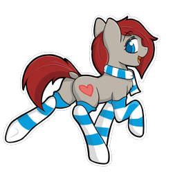 Size: 2000x2000 | Tagged: safe, artist:billysan727, oc, oc only, oc:ponepony, chest fluff, clothes, cute, pony town, scarf, simple background, socks, solo, sticker, striped socks, transparent background