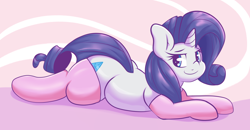 Size: 1280x668 | Tagged: safe, artist:graphene, rarity, pony, unicorn, clothes, cute, female, mare, raribetes, smiling, socks, solo