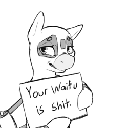 Size: 500x500 | Tagged: safe, artist:keeponhatin, oc, oc only, oc:air liner, original species, plane pony, pony, monochrome, plane, solo, vulgar, your waifu is shit