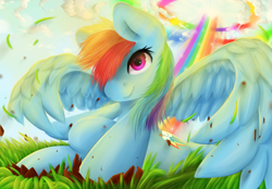 Size: 2300x1600 | Tagged: safe, artist:moondreamer16, rainbow dash, pegasus, pony, awesome, solo, sonic rainboom, superhero landing