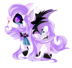 Size: 4140x3931 | Tagged: safe, artist:sorasku, oc, oc only, oc:hallow haunt, bat pony, pony, absurd resolution, accessories, black sclera, clothes, female, mare, purple, simple background, socks, solo, transparent background