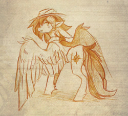 Size: 1101x1000 | Tagged: safe, artist:koviry, daring do, monochrome, sketch, solo