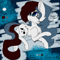 Size: 2000x2000 | Tagged: safe, artist:brokensilence, oc, oc only, oc:mira songheart, earth pony, pony, blue eyes, cute, fluffy, long mane, long tail, mirabetes, ponysona, reference sheet