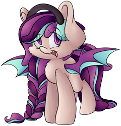 Size: 4645x4834 | Tagged: safe, artist:cutepencilcase, oc, oc only, oc:sombre sonata, bat pony, pony, absurd resolution, braid, earmuffs, simple background, solo, transparent background