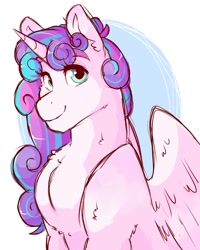 Size: 1600x2000 | Tagged: safe, artist:canisrettmajoris, princess flurry heart, alicorn, bust, chest fluff, female, looking at you, mare, older, older flurry heart, portrait, smiling, solo