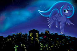 Size: 5400x3600 | Tagged: safe, artist:purpleblackkiwi, princess luna, alicorn, pony, absurd resolution, color porn, flying, night, night sky, solo