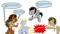 Size: 2880x1656 | Tagged: safe, derpy hooves, doctor whooves, pegasus, pony, clockwise whooves, derpy hooves gets all the doctors, derpy hooves gets all the stallions, discord whooves, doctorderpy, female, male, mare, self ponidox, shipping, straight