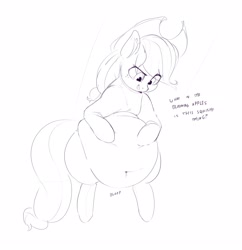 Size: 2761x2852 | Tagged: safe, artist:sirmasterdufel, applejack, earth pony, pony, applefat, belly, belly button, big belly, chubby, chubby jack, fat, female, mare, obese, solo, stomach noise