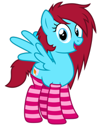 Size: 2400x3000 | Tagged: safe, artist:cheezedoodle96, derpibooru exclusive, oc, oc only, oc:autumn moon, pegasus, pony, .svg available, 2017 community collab, clothes, cute, cutie mark, derpibooru community collaboration, female, happy, looking at you, mare, ocbetes, open mouth, simple background, smiling, socks, solo, spread wings, striped socks, svg, transparent background, vector