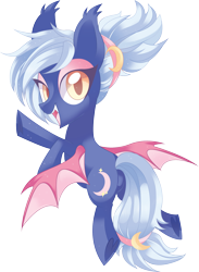 Size: 4901x6690 | Tagged: safe, artist:sorasku, oc, oc only, oc:moon sugar, bat pony, pony, absurd resolution, cute little fangs, eyeshadow, fangs, flying, looking at you, makeup, simple background, solo, transparent background, underhoof