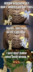 Size: 3248x7042 | Tagged: safe, artist:aponybrony, derpy hooves, doctor whooves, pegasus, pony, 2012 phenomenon, aztec calendar, caption, chrono trigger, day of lavos, doctorderpy, female, image macro, lavos, male, mare, mayan apocalypse, shipping, straight