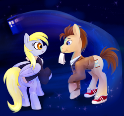 Size: 2559x2383 | Tagged: safe, artist:jrrhack, derpy hooves, doctor whooves, pegasus, pony, crossover, doctor who, doctorderpy, female, mare, shipping, tenth doctor