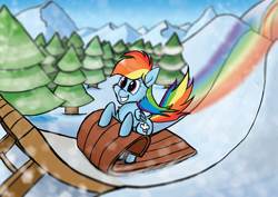 Size: 3000x2120 | Tagged: safe, artist:gearsyseptima, rainbow dash, pegasus, pony, gotta go fast, solo, winter