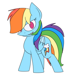 Size: 1065x1191 | Tagged: safe, artist:mr. rottson, rainbow dash, pegasus, pony, backwards cutie mark, simple background, solo, transparent background