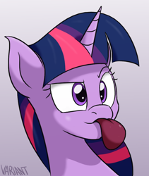 Size: 768x910 | Tagged: safe, artist:variant, twilight sparkle, pony, licking, portrait, silly, silly pony, solo, tongue out