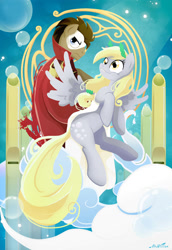 Size: 900x1305 | Tagged: safe, artist:monsieurwilliam, derpy hooves, doctor whooves, pegasus, pony, costume, doctorderpy, female, male, mare, parody, phantom of the opera, shipping, straight