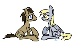 Size: 1154x693 | Tagged: safe, artist:winter-hooves, derpy hooves, doctor whooves, pegasus, pony, doctorderpy, female, male, mare, shipping, straight