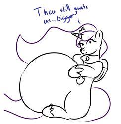 Size: 1175x1205 | Tagged: safe, artist:zeldafan777, princess luna, alicorn, pony, adorafatty, belly, big belly, fat, female, impossibly large belly, large belly, mare, morbidly obese, obese, princess moonpig, sketch