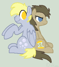 Size: 200x228 | Tagged: safe, artist:shineemew, derpy hooves, doctor whooves, dopey hooves, the doctoress, doctorderpy, dopeytoress, female, herpy dooves, male, professor whooves, rule 63, shipping, straight