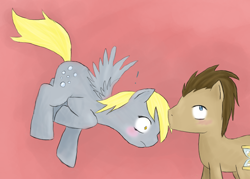 Size: 1262x903 | Tagged: safe, artist:pms-ka, derpy hooves, doctor whooves, pegasus, pony, doctorderpy, female, mare, shipping