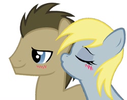 Size: 1006x794 | Tagged: safe, artist:3d4d, derpy hooves, doctor whooves, pegasus, pony, blushing, doctorderpy, female, kissing, male, mare, shipping, straight