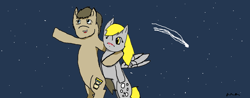 Size: 1024x403 | Tagged: safe, artist:derptor-doctorxderpy, derpy hooves, doctor whooves, pegasus, pony, blushing, doctorderpy, female, male, mare, night, shipping, shooting star, stars, straight