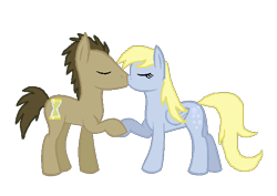Size: 598x424 | Tagged: safe, artist:elzian-pie, derpy hooves, doctor whooves, pegasus, pony, doctorderpy, female, kissing, male, mare, shipping, straight