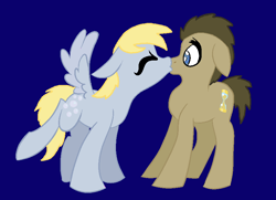 Size: 864x626 | Tagged: safe, artist:silverfangurl1, derpy hooves, doctor whooves, pegasus, pony, doctorderpy, female, kissing, male, mare, shipping, straight