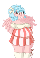 Size: 800x1162 | Tagged: safe, artist:professordoctorc, cozy glow, equestria girls, chubby, clothes, dress, equestria girls-ified, fat, female, freckles, obese, solo, thick, wings