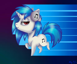 Size: 1000x833 | Tagged: safe, artist:nastya-lazy-cat, dj pon-3, vinyl scratch, pony, unicorn, chibi, solo