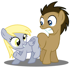 Size: 988x932 | Tagged: safe, artist:jcking101, edit, derpy hooves, doctor whooves, butt bump, butt to butt, butt touch, colt, doctorderpy, female, filly, male, no tail, shipping, straight