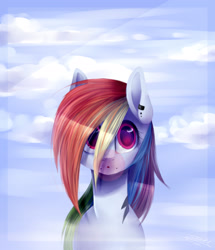 Size: 2346x2730 | Tagged: safe, artist:dreamydoll96, rainbow dash, pegasus, pony, bubblegum, food, gum, piercing, solo