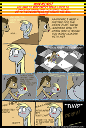 Size: 2100x3100 | Tagged: safe, artist:bestseller-microtech, derpy hooves, doctor whooves, pegasus, pony, comic, dancing, daydream, doctorderpy, female, male, mare, nosebleed, shipping, straight