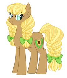 Size: 1024x1184 | Tagged: safe, artist:azure-art-wave, oc, oc only, oc:sunflower silk, earth pony, pony, bow, braid, female, hair bow, mare, simple background, solo, tail bow, transparent background